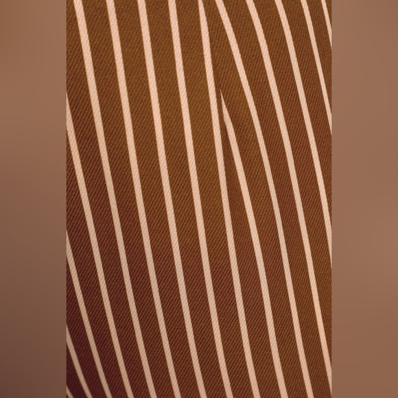 Lulus Never Too Late Striped Split Hem Pants Brown Cream  Size S Small - Picture 11 of 14